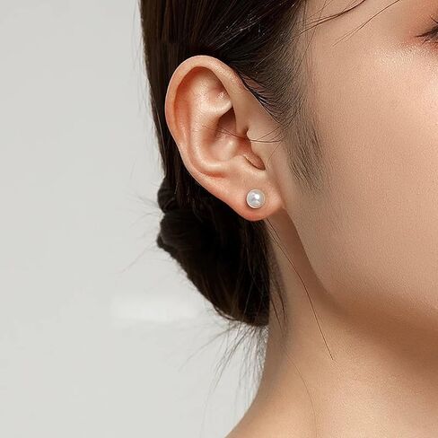 12 Pairs Pearl Stud Earrings for Women, Hypoallergenic Stainless Steel White Simulated Pearl Earrings Set for Sensitive Ears, Wedding Bridal Birthday Anniversary Christmas Gift in Saudi Arabia