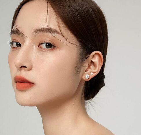 12 Pairs Pearl Stud Earrings for Women, Hypoallergenic Stainless Steel White Simulated Pearl Earrings Set for Sensitive Ears, Wedding Bridal Birthday Anniversary Christmas Gift in Saudi Arabia