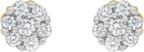 Medi 0.34 CT Natural Diamond Cluster Stud Earrings for Women in 14K Yellow Gold - Screw Back Everyday Earrings in Saudi Arabia