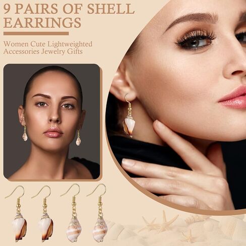 Tondiamo 9 Pairs Natural Seashell Earrings for Women Beach Summer Earring Jewelry Lightweighted Boho Earrings for Women Friend in Saudi Arabia