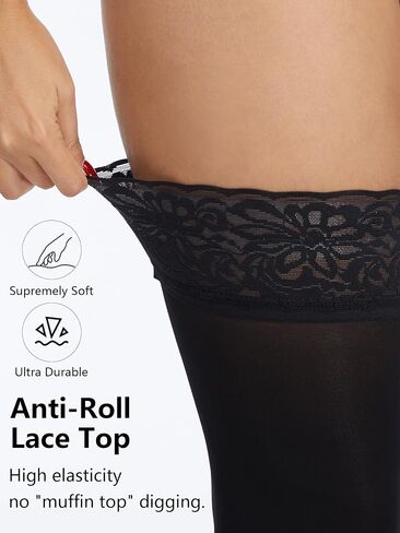 Ultimate Durability Thigh High Stockings for Women, Rip Resistant Lace Tights with Silicone, 60D Stay Up Pantyhose in Kuwait