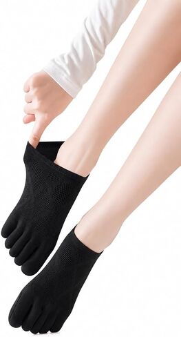 6 Pairs No Show Toe Socks for Women, Five Toe Liner Socks, Low Cut Breathable Mesh Socks with Non Slip Heel Grip in Saudi Arabia
