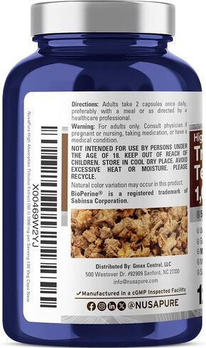 NusaPure Tribulus Terrestris 50000mg | 120 Veggie Caps | 95% Steroidal Saponins | Non-GMO, Bioperine in Kuwait