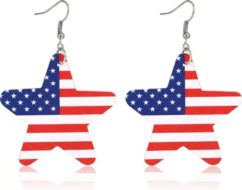 4th of July Earrings for Women American Flag Patriotic Earrings Red White Blue Leather Earrings Independence Day Decorations USA 250th Anniversary Jewelry Gifts in Saudi Arabia