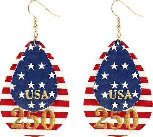 4th of July Earrings for Women American Flag Patriotic Earrings Red White Blue Leather Earrings Independence Day Decorations USA 250th Anniversary Jewelry Gifts in Saudi Arabia