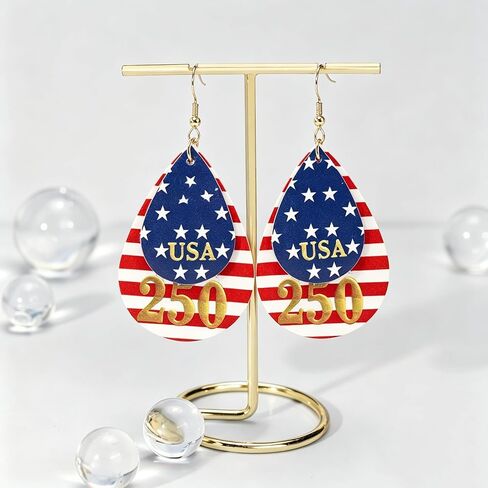 4th of July Earrings for Women American Flag Patriotic Earrings Red White Blue Leather Earrings Independence Day Decorations USA 250th Anniversary Jewelry Gifts in Saudi Arabia