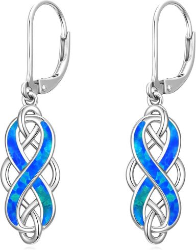Celtic Knot Dangle Earrings Irish Opal Leverback Earrings Infinity Jewelry Birthday Mothers Day Gifts for Women in Saudi Arabia