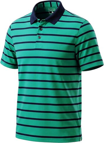 Cotton Striped Polo Shirts for Men, Soft Breathable Stretch Polo for Golf,Tennis, Casual Short Sleeve Collared Tops in Saudi Arabia