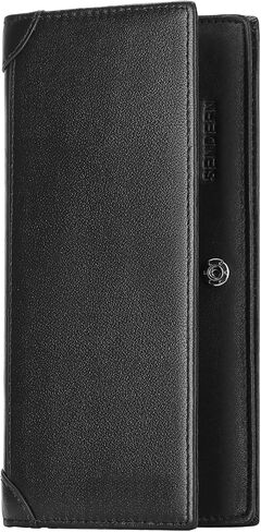 Men's Genuine Leather Slim Bifold Wallet RFID Blocking Long Wallet for Checkbook Credit Cards Large Capacity Multiple Card Slots (Black) in Saudi Arabia
