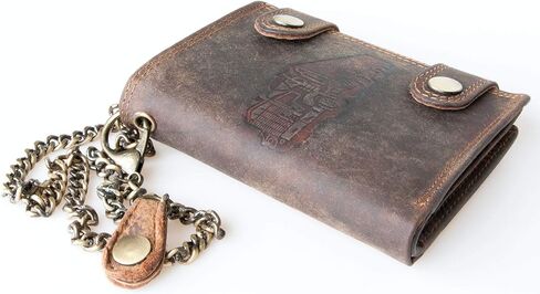 FLW Genuine Leather Trucker's Wallet with RFID (data protection), Two Buckles and a Metal Chain in Saudi Arabia