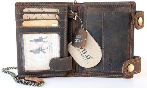 FLW Genuine Leather Trucker's Wallet with RFID (data protection), Two Buckles and a Metal Chain in Saudi Arabia