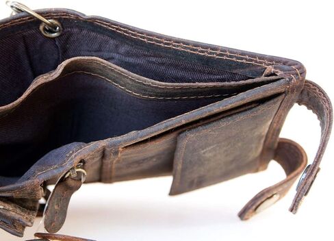 FLW Genuine Leather Trucker's Wallet with RFID (data protection), Two Buckles and a Metal Chain in Saudi Arabia