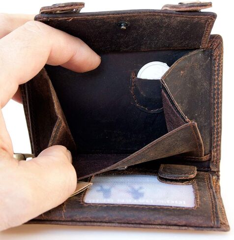 FLW Genuine Leather Trucker's Wallet with RFID (data protection), Two Buckles and a Metal Chain in Saudi Arabia