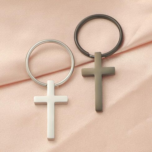 Stainless Steel Cross Keychain Keyring Charm Pendant for Men Women Gift(2pcs) in Kuwait