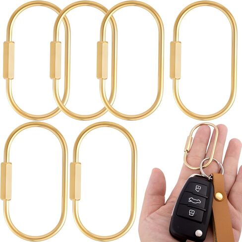 6pcs Gold Carabiner, Brass Carabiner Keychain with Screw Lock, Keys Organizer Holder for Purse Bag Backpack, Handbags, Keychains Replacement in Saudi Arabia