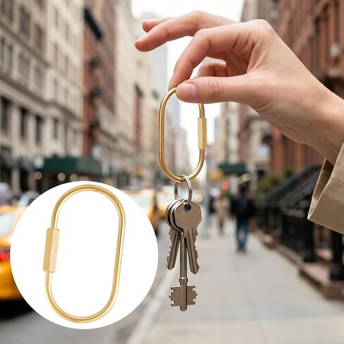 6pcs Gold Carabiner, Brass Carabiner Keychain with Screw Lock, Keys Organizer Holder for Purse Bag Backpack, Handbags, Keychains Replacement in Saudi Arabia