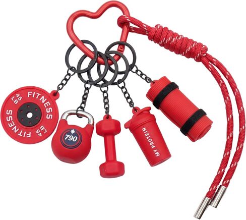 Gym Keychain Motivational Fitness Accessories with Dumbbell Kettlebell Barbell Yoga Mat Charms Weightlifting Keyring in Saudi Arabia