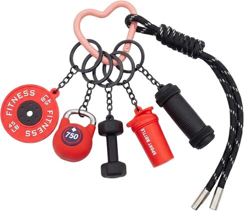 Gym Keychain Motivational Fitness Accessories with Dumbbell Kettlebell Barbell Yoga Mat Charms Weightlifting Keyring in Saudi Arabia