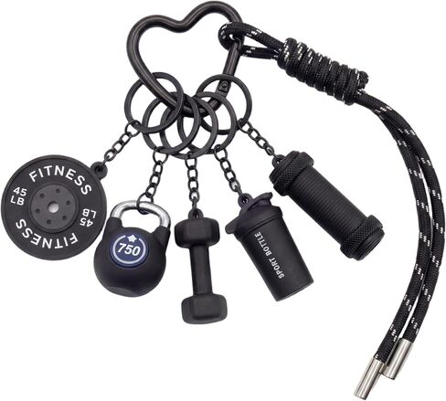 Gym Keychain Motivational Fitness Accessories with Dumbbell Kettlebell Barbell Yoga Mat Charms Weightlifting Keyring in Saudi Arabia