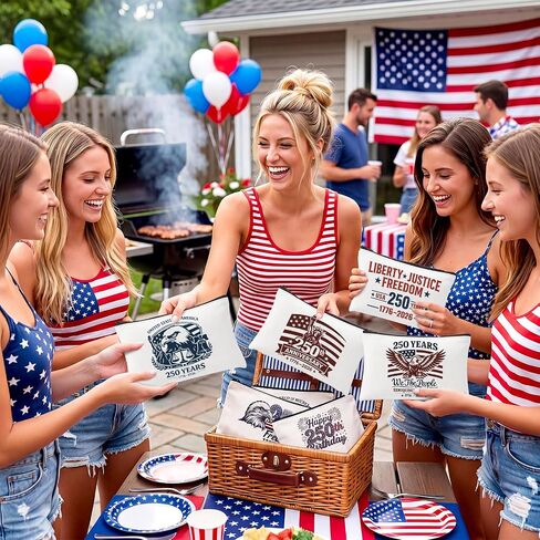 Glitopper 24 Pcs 250th Anniversary Merchandise Patriotic Makeup Bags for Women American Flag Cosmetic Bags 250 Anniversary 4th of July Independence Day USA Red White and Blue Purse in Kuwait
