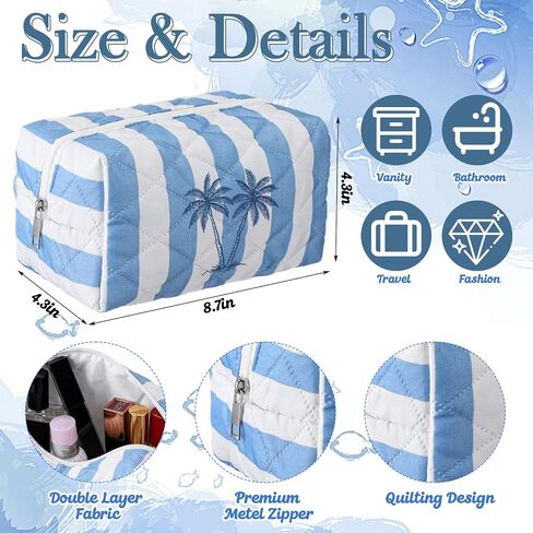 Hillban 12 Pcs Seashell Quilted Cosmetic Bag Bulk for Women Summer Beach Makeup Bag Seashell Themed Zipper Pouch Travel Toiletry Pouch Beach Kit Organizer Pouches Ocean Coastal Party Favor in Saudi Arabia