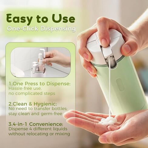 4 in 1 Travel Dispenser Bottle, Portable Refillable Travel Size Containers with Labels for Shampoo Lotion Conditioner, Perfect for Gym Camping Business Trip Vacation (2 Pack, Green+White) in Saudi Arabia