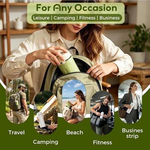 4 in 1 Travel Dispenser Bottle, Portable Refillable Travel Size Containers with Labels for Shampoo Lotion Conditioner, Perfect for Gym Camping Business Trip Vacation (2 Pack, Green+White) in Saudi Arabia