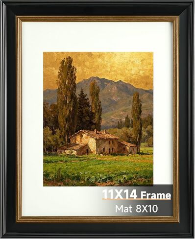 Splinterix 5x7 Black and Gold Picture Frame, 5 x 7 Vintage Frame with Real Glass, Display 4x6 Photo with Mat or 5x7 without Mat, Wall Hanging & Tabletop Ornate Poster Frames for Gallery Antique Déco in Saudi Arabia