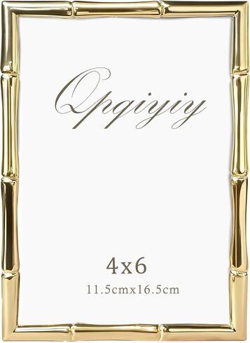 5x7 Silver Metal Picture Frame, Real Glass, Bamboo Accent, Wall Mount or Tabletop in Saudi Arabia
