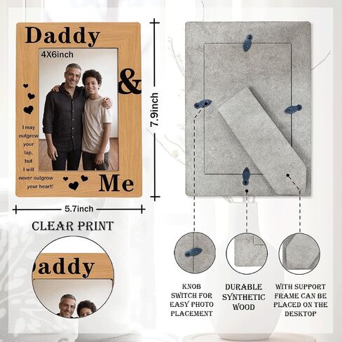 Gift for Daddy, Daddy & Me Photo Frame Decor for Home, Photo Gifts Wooden Picture Frame, Father's Day Gift, Birthday Christmas Gift for Dad from Daughter Son, To Assemble 4 * 6 Inches Photo in Saudi Arabia