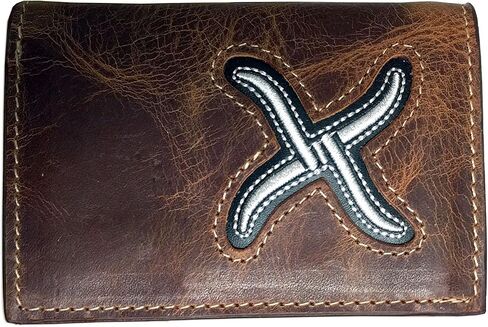 Twisted X Distressed Brown and White Trifold Wallet (XRC-29T) in Kuwait