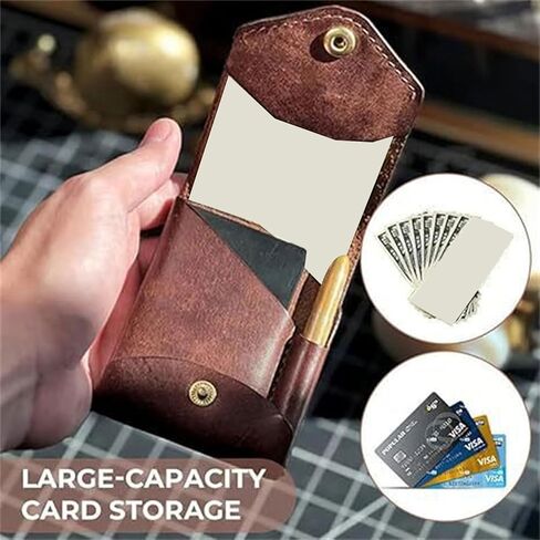 Men's Vintage Large Capacity PU Leather Wallet Multifunctional Card Holder with Pen Slot Compact Stylish Small Purse in Saudi Arabia