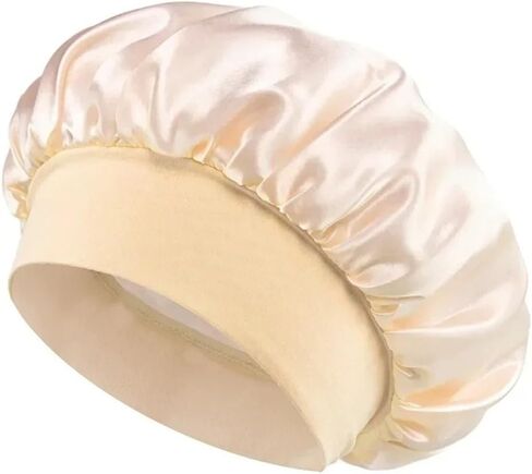 1PCS Satin Bonnets Night Sleeping Cap Large Elastic Wide Soft Band Colorful Silk Hat in Saudi Arabia