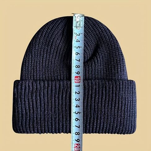 Men's Winter Knitted Beanie - Warm Adjustable Hat with Stylish Letter Patch, Perfect for Active Outdoor & Daily Wear, Ideal Holiday/Valentine's Day Gift- Black in Kuwait