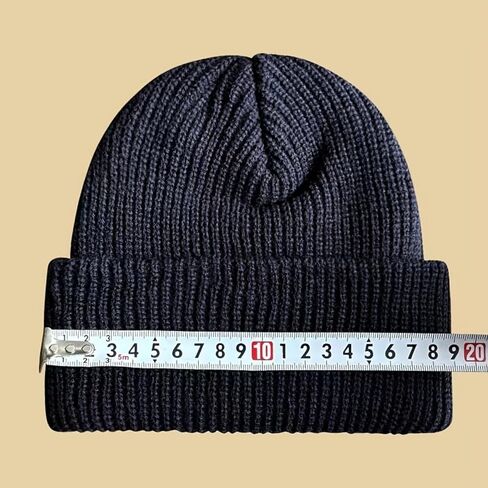 Men's Winter Knitted Beanie - Warm Adjustable Hat with Stylish Letter Patch, Perfect for Active Outdoor & Daily Wear, Ideal Holiday/Valentine's Day Gift- Black in Kuwait
