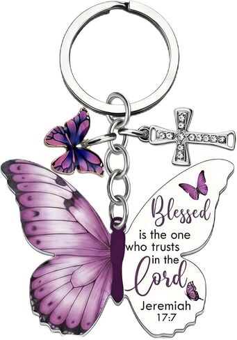 Butterfly Keychain with Geometric Link and Inspirational Tag, Aesthetic Animal Charm Accessory for Women or Backpack Decor, Metal Jewelry Ornament for Handbags and Car Keys in Kuwait