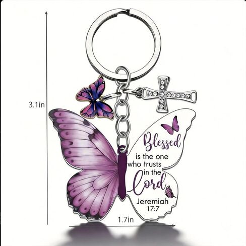 Butterfly Keychain with Geometric Link and Inspirational Tag, Aesthetic Animal Charm Accessory for Women or Backpack Decor, Metal Jewelry Ornament for Handbags and Car Keys in Kuwait