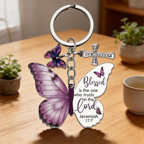 Butterfly Keychain with Geometric Link and Inspirational Tag, Aesthetic Animal Charm Accessory for Women or Backpack Decor, Metal Jewelry Ornament for Handbags and Car Keys in Kuwait