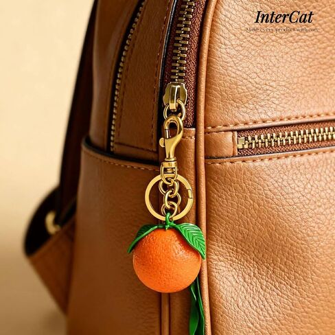 InterCat Cute 3D Orange Fruit Keychain, Kawaii Realistic Resin Bag Charm with Gold Lobster Clasp, Orange Bag Accessories for Women Girls, Fun Purse Backpack Decor Key Charms in Saudi Arabia
