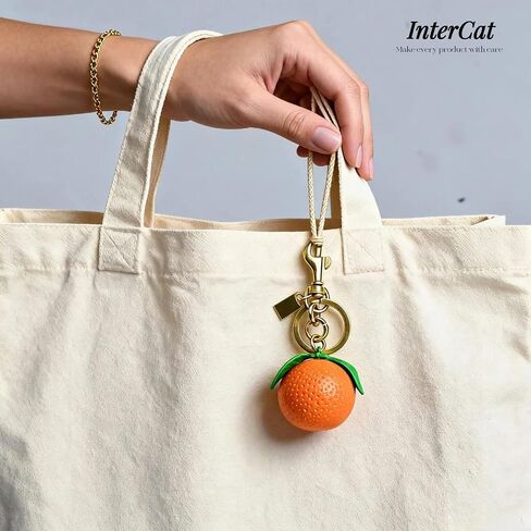 InterCat Cute 3D Orange Fruit Keychain, Kawaii Realistic Resin Bag Charm with Gold Lobster Clasp, Orange Bag Accessories for Women Girls, Fun Purse Backpack Decor Key Charms in Saudi Arabia