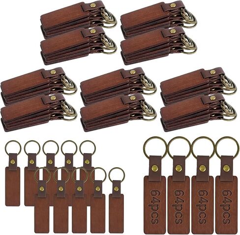 Leather Wood Keychain Blanks with Leather Strap and Wooden Keychain Blanks for DIY Various Key Tags in Saudi Arabia