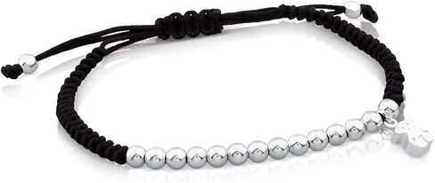 TOUS Sterling Silver and Black Lace Bracelet for Women. Length: 17cm. Hiper Micro Collection in Saudi Arabia
