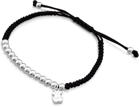 TOUS Sterling Silver and Black Lace Bracelet for Women. Length: 17cm. Hiper Micro Collection in Saudi Arabia