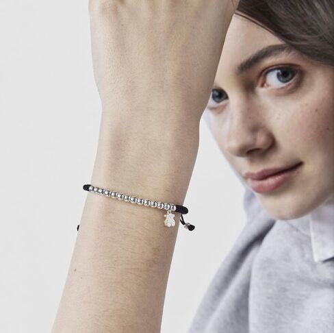 TOUS Sterling Silver and Black Lace Bracelet for Women. Length: 17cm. Hiper Micro Collection in Saudi Arabia