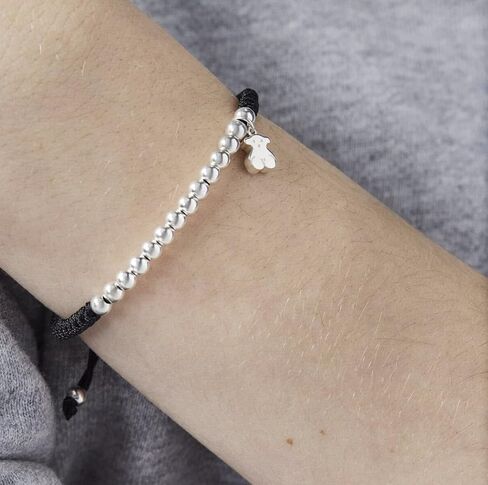 TOUS Sterling Silver and Black Lace Bracelet for Women. Length: 17cm. Hiper Micro Collection in Saudi Arabia