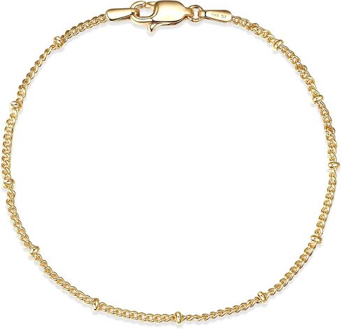 NOKMIT 14K Gold Filled Satellite Beaded Bracelet for Women, Dainty 1.5mm Bead Link Chain, 6.5-7.5 Inch, Hypoallergenic, Non Tarnish, Pulsera de Oro 14K para Mujer in Saudi Arabia
