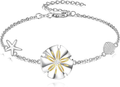 YAFEINI Sand Dollar Bracelet S925 Sterling Silver Sand Dollar Bracelet Ocean Beach Hawaii Jewelry Gifts for Women Female Mom in Kuwait