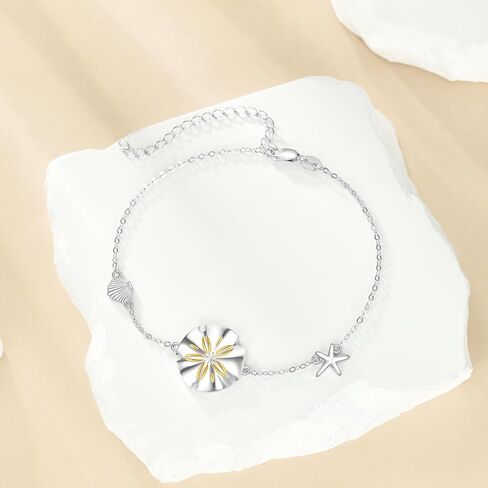 YAFEINI Sand Dollar Bracelet S925 Sterling Silver Sand Dollar Bracelet Ocean Beach Hawaii Jewelry Gifts for Women Female Mom in Kuwait