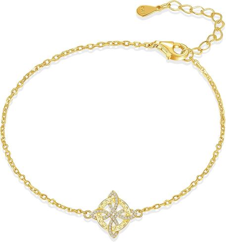 Celtic Knot Bracelet for Women S925 Sterling Silver Plated 14K Gold CZ Dainty Irish Knot Bracelet Witchy Nudo de Bruja Plata Irish Wiccan Good Luck Jewelry Gift for Women Christmas Birthday in Saudi Arabia