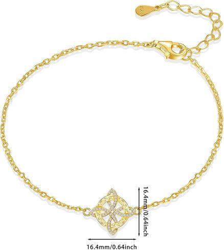 Celtic Knot Bracelet for Women S925 Sterling Silver Plated 14K Gold CZ Dainty Irish Knot Bracelet Witchy Nudo de Bruja Plata Irish Wiccan Good Luck Jewelry Gift for Women Christmas Birthday in Saudi Arabia